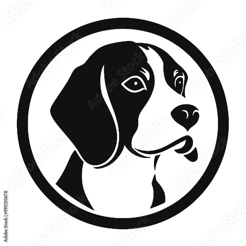 Beagle Badge Logo Silhouette – Clean Vector Design with Transparent Background for Logos and Tattoos