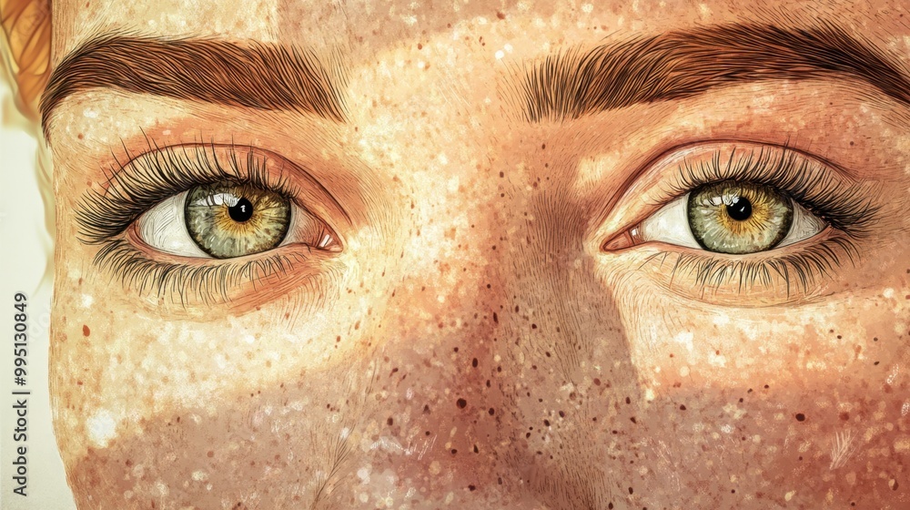 An illustration of a face with detailed skin texture highlighting natural features and imperfections An illustration of a face with detailed skin texture highlighting natural features and imperfections