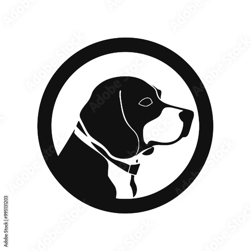 Elegant Beagle Badge Logo – Silhouette Vector Illustration with Transparent Background for Branding