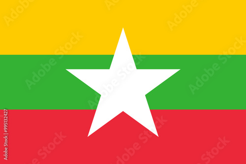 National Flag Republic of the Union of Myanmar or Burma - vector,