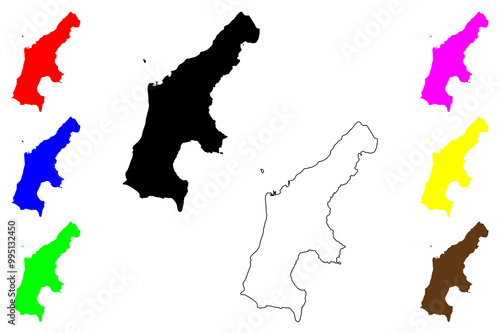 Saipan Municipality, Commonwealth of the Northern Mariana Islands (United States of America, USA,  Mariana Archipelago) map vector illustration, scribble sketch Saipan island map