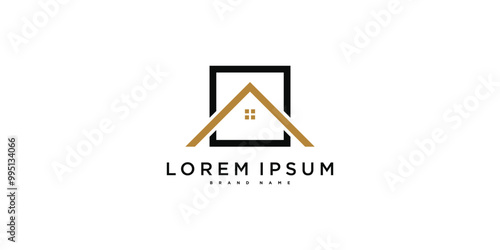 House logo design with creative modern outline concept. Premium Vector