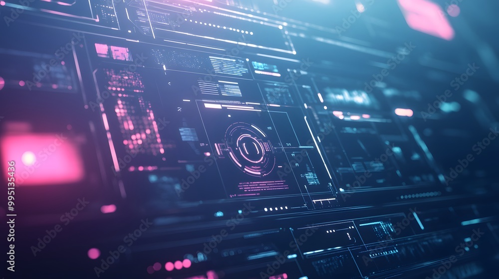 Futuristic tech interface on a muted gradient background with soft shadows Futuristic tech interface on a muted gradient background with soft shadows