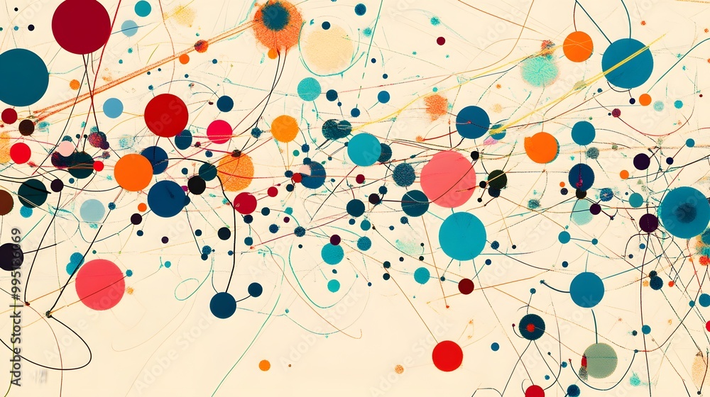 Abstract Art with Circles, Lines, and Splashes of Color Abstract Art with Circles, Lines, and Splashes of Color
