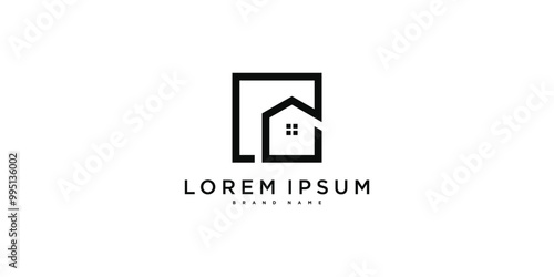 House logo design with creative modern outline concept. Premium Vector