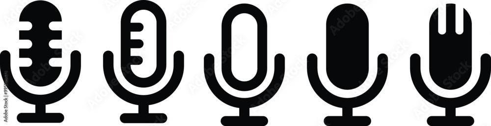 Group Audio mic. Set Microphone icon. Collection Studio table microphone. Podcast radio symbol. Flat and line icon vector Group Audio mic. Set Microphone icon. Collection Studio table microphone. Podcast radio symbol. Flat and line icon vector