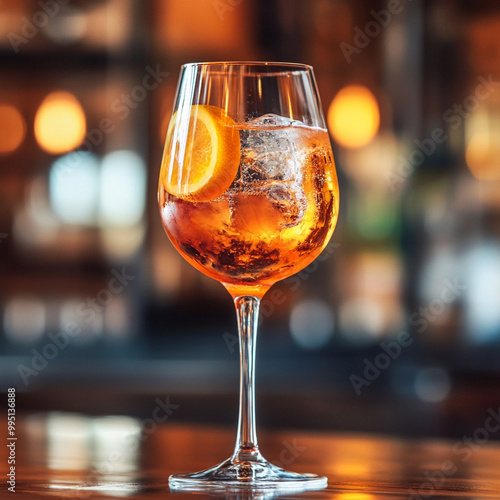 Aperol Spitz cocktail in a glass Selective focus Drinks 