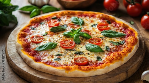 Delicious Margherita Pizza with Fresh Basil