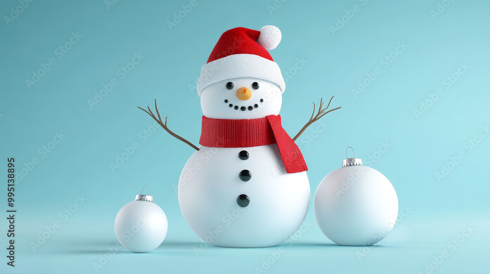 A cheerful snowman wearing a Santa hat and red scarf, holding sticks in its arms, symbolizing winter joy, festive cheer, Christmas spirit, holiday celebration, and winter wonderland. A cheerful snowman wearing a Santa hat and red scarf, holding sticks in its arms, symbolizing winter joy, festive cheer, Christmas spirit, holiday celebration, and winter wonderland.