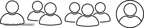People group line icon set. Team of worker. User profile symbol. users profile collection. Persons symbol. Mans or male - stock vector