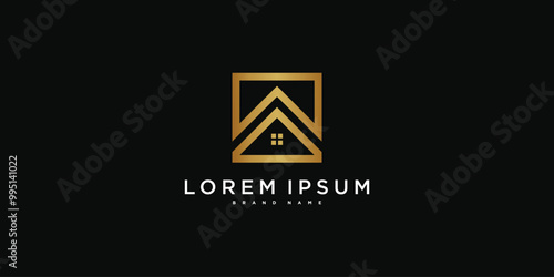 House logo design with creative modern outline concept. Premium Vector