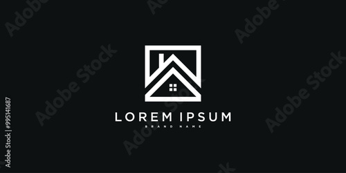 House logo design with creative modern outline concept. Premium Vector