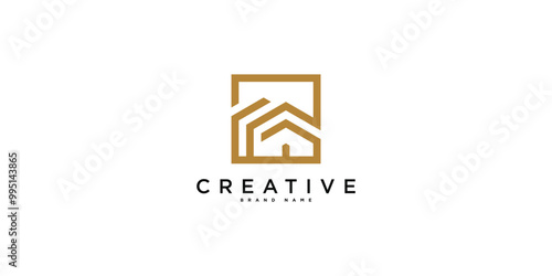 House logo design with creative modern outline concept. Premium Vector