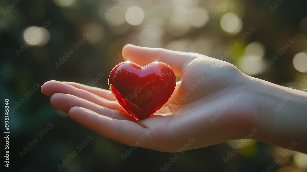 A hand gently holds a red heart symbol, celebrating generosity on Giving Tuesday A hand gently holds a red heart symbol, celebrating generosity on Giving Tuesday