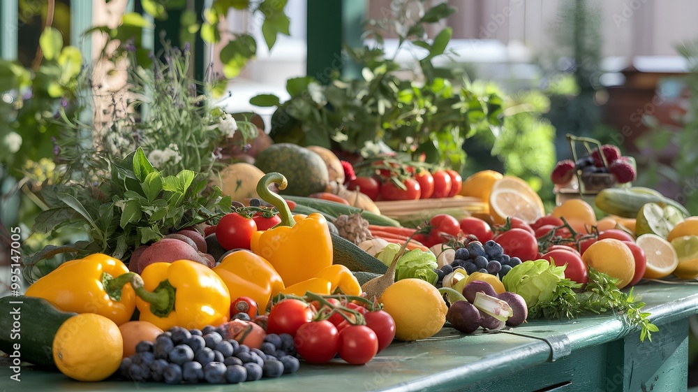 Vibrant Assortment of Fresh Fruits and Vegetables Vibrant Assortment of Fresh Fruits and Vegetables