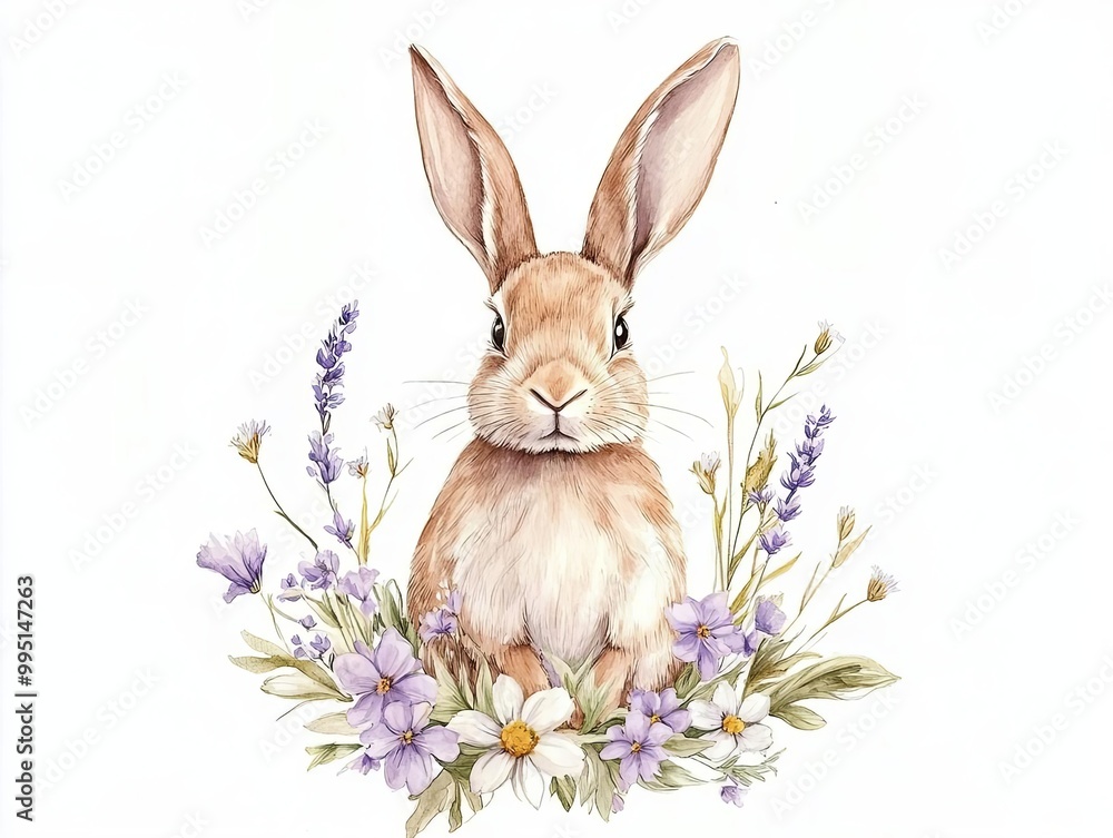 Charming rabbit surrounded by vibrant spring flowers Charming rabbit surrounded by vibrant spring flowers