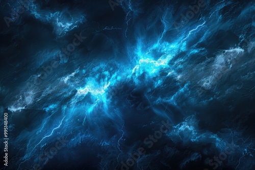 Wallpaper Mural Blue Storm Background. Abstract Art of Electric Lighting in Blue Atmosphere Torontodigital.ca