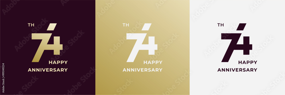 Logo 74th, 74 years anniversary, Creative design for celebration, birthday, greeting and invitation. Editable file Logo 74th, 74 years anniversary, Creative design for celebration, birthday, greeting and invitation. Editable file