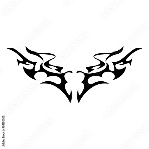 Neotribal y2k aesthetic tattoo in halftone dotted texture. Succubus womb art, cyber sigilism style hand drawn ornaments. 
