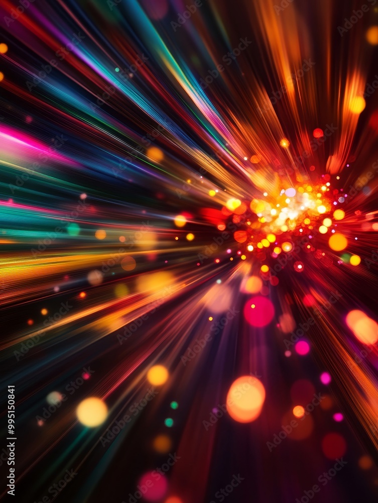 Abstract Light Explosion with Colorful Streaks and Bokeh. A mesmerizing abstract image of light streaks converging towards a central point, creating an explosion of color and energy, with bokeh effect Abstract Light Explosion with Colorful Streaks and Bokeh. A mesmerizing abstract image of light streaks converging towards a central point, creating an explosion of color and energy, with bokeh effect