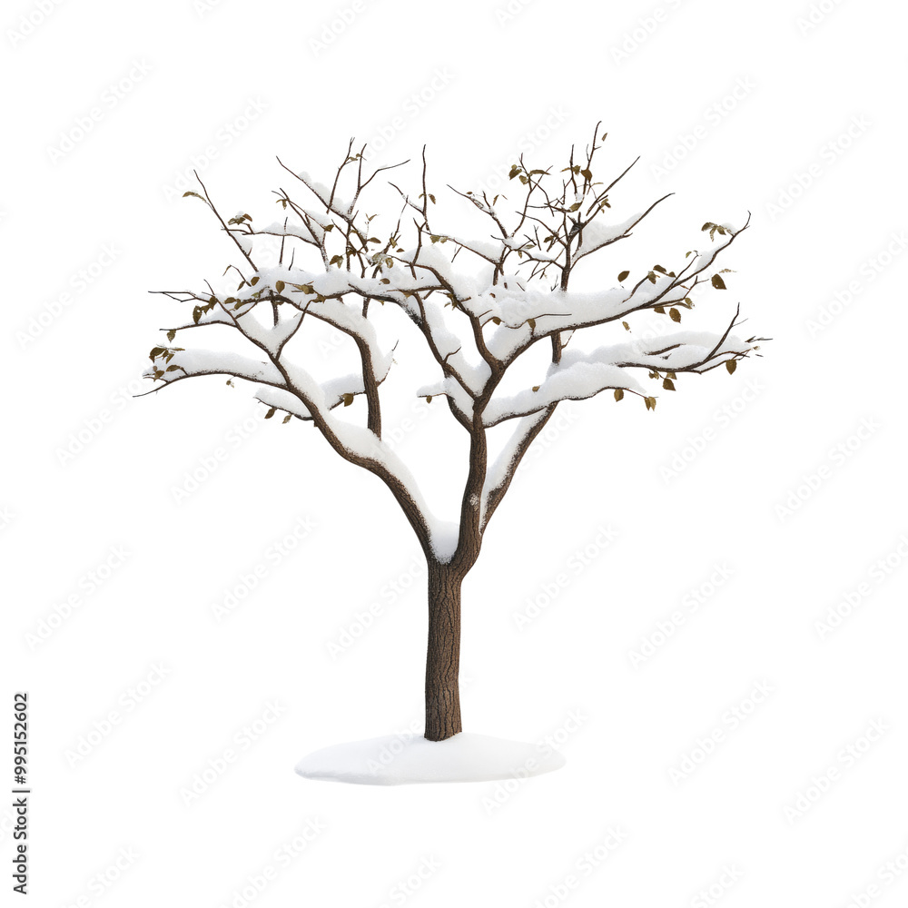 Obraz premium Snow-Covered Tree in Winter Landscape