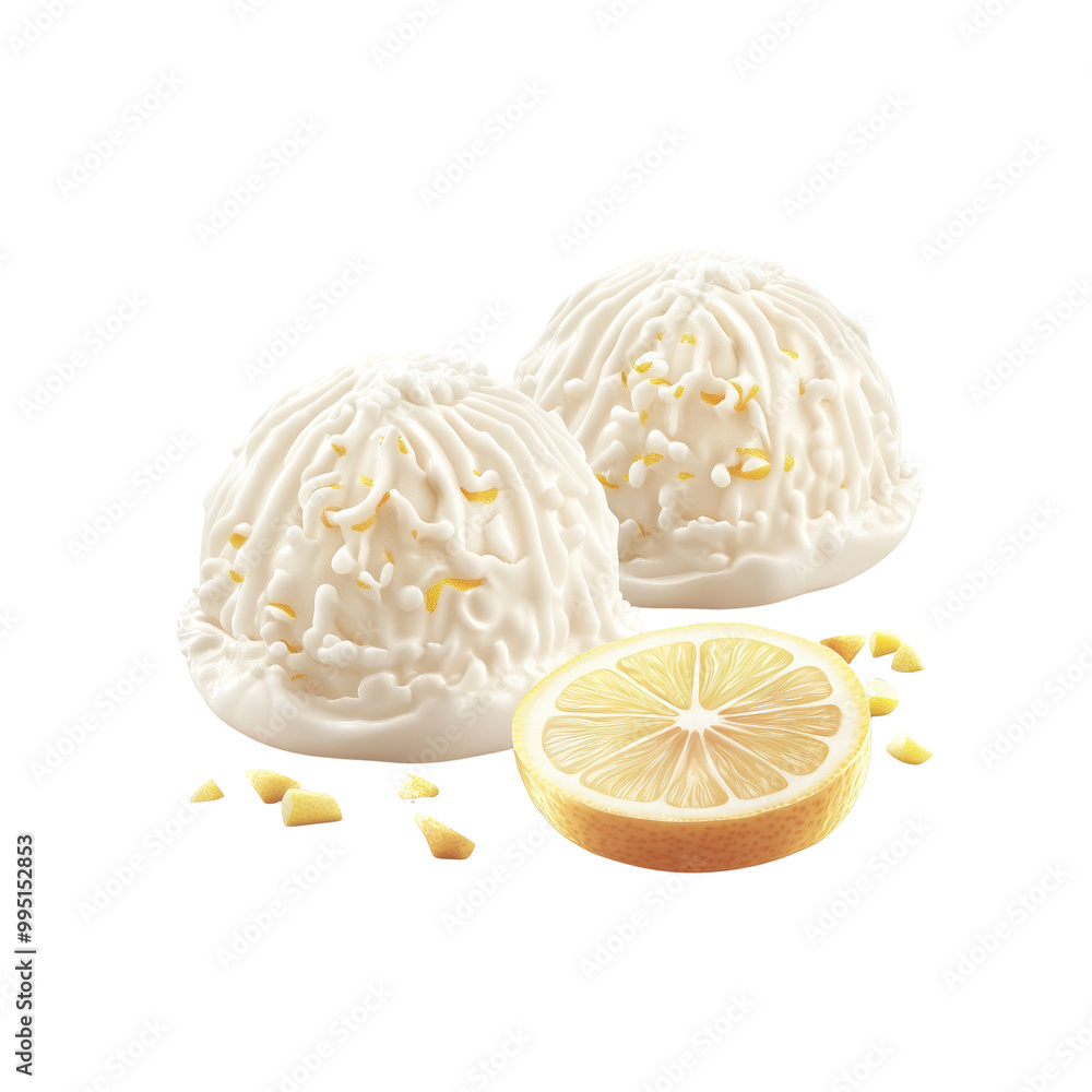 Lemon Ice Cream Scoops with Lemon Slice Lemon Ice Cream Scoops with Lemon Slice