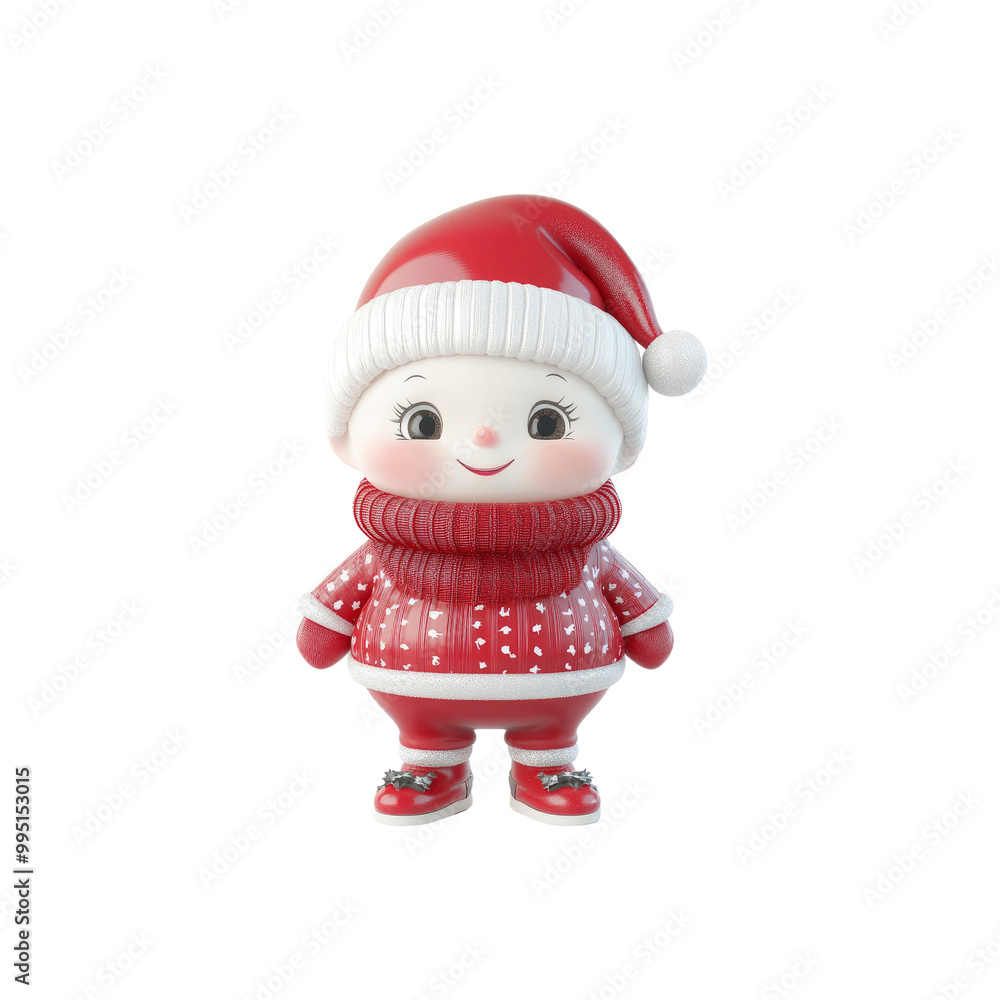 Adorable Snowman Character in Red Winter Outfit Adorable Snowman Character in Red Winter Outfit