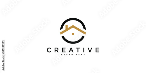 House logo design with creative modern outline concept. Premium Vector