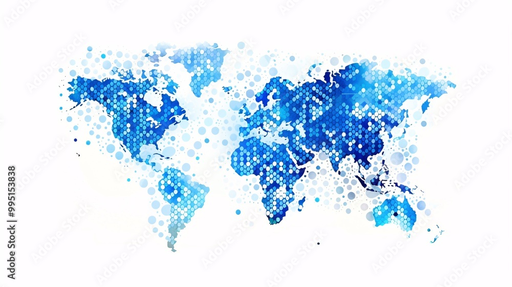 A globe with a sky-blue design on a blank canvas. A globe with a sky-blue design on a blank canvas.