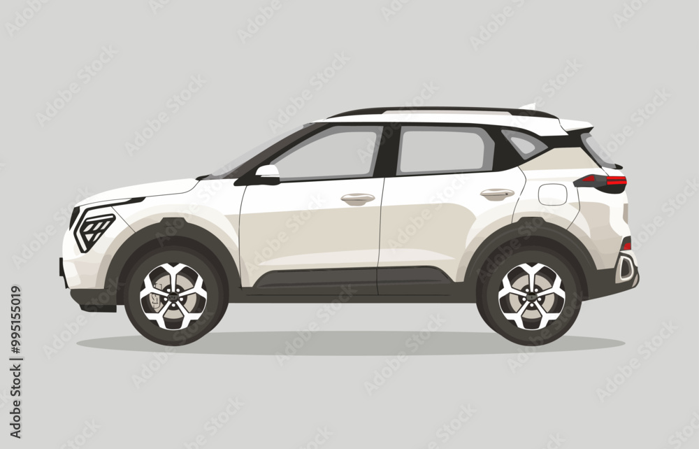 A clean and detailed vector illustration of a compact SUV in profile, showcasing its modern and aerodynamic design. Perfect for projects related to transportation, automotive, or car branding A clean and detailed vector illustration of a compact SUV in profile, showcasing its modern and aerodynamic design. Perfect for projects related to transportation, automotive, or car branding