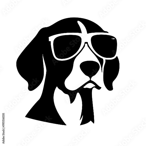 Beagle Dog Sunglasses Headshot Silhouette – Vector Art, Transparent Background for Logos and Branding