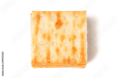 Sweet crispy cracker sprinkled with sugar on top, set against a clean white background. The golden brown crackers create a simple yet appetizing display