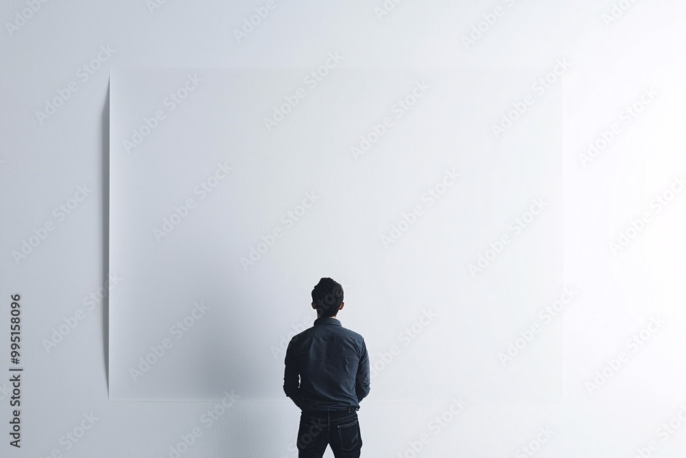 A stark minimalist poster design offers generous space for impactful messages against a pristine white backdrop. A stark minimalist poster design offers generous space for impactful messages against a pristine white backdrop.
