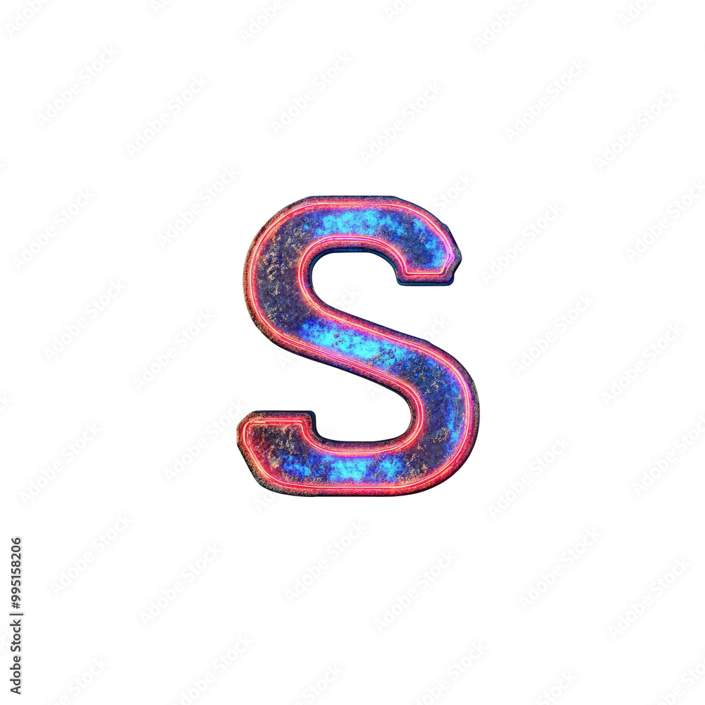 Naklejka premium Glowing Neon Letter S With Galaxy Texture