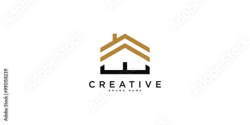 House logo design with creative modern outline concept. Premium Vector