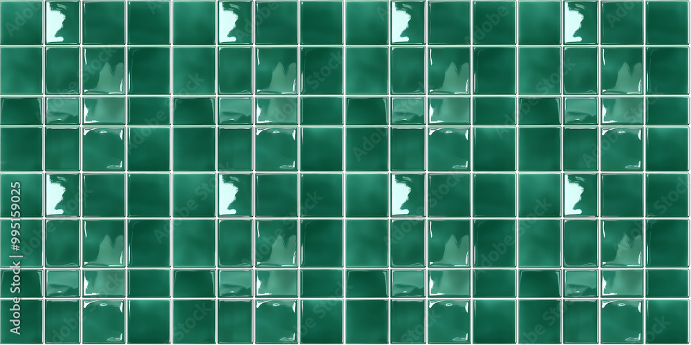 a seamless pattern of perfectly square, glossy emerald green tiles with white grout a seamless pattern of perfectly square, glossy emerald green tiles with white grout
