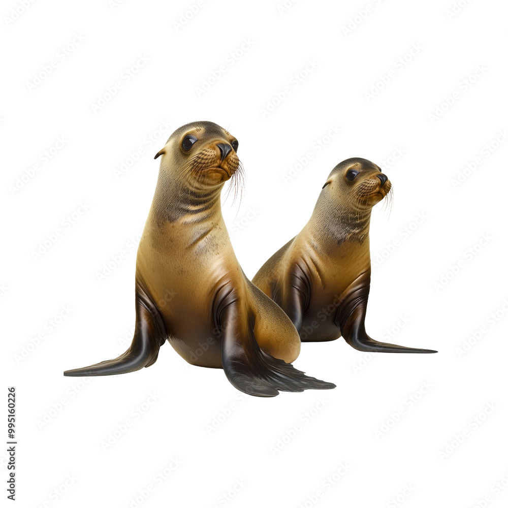Fototapeta premium Two California Sea Lions Looking Curious