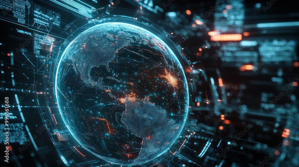 Digital Earth Globe With Futuristic Interface Digital Earth Globe With Futuristic Interface