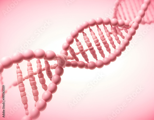 A pink double helix, a DNA strand