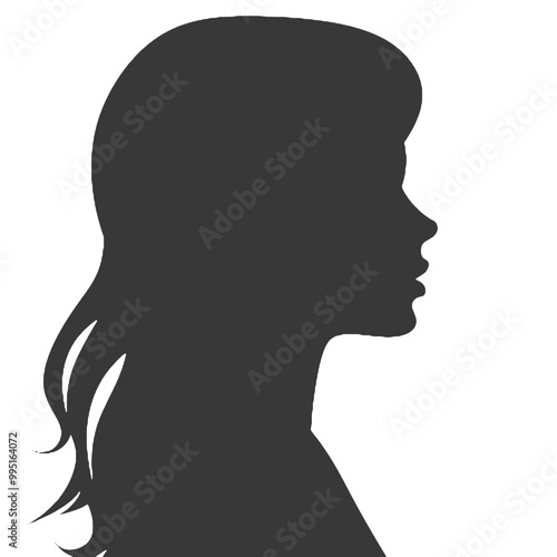 Woman Headshot Silhouette – Vector Illustration with Transparent Background, Ideal for Logo Creation