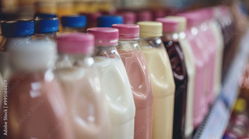 Milk: Bottled or cartoned, stored in the refrigerated section, available in whole, skim, and flavored varieties like chocolate or strawberry.
Milk: Bottled or cartoned, stored in the refrigerated section, available in whole, skim, and flavored varieties like chocolate or strawberry.