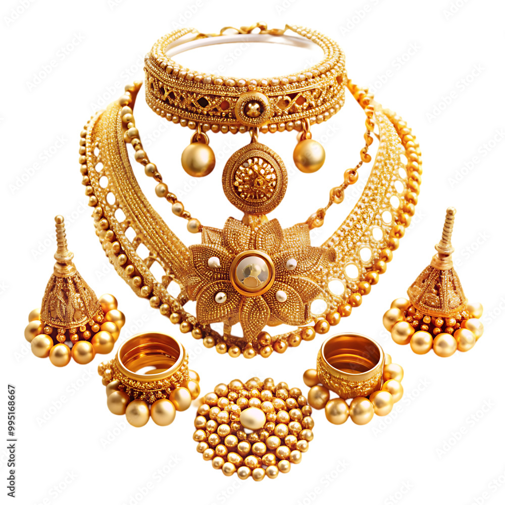 A gold necklace with a garnet and gold design A gold necklace with a garnet and gold design