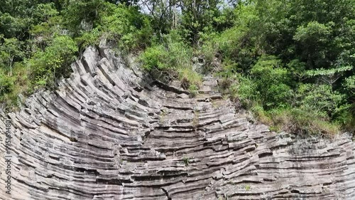 Panama, Boquete, Los Ladrillos, geological formation of basaltic rocks, panoramic view photo