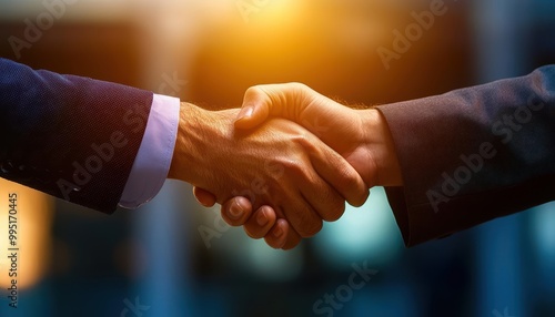 Hands shaking in a business agreement or partnership.