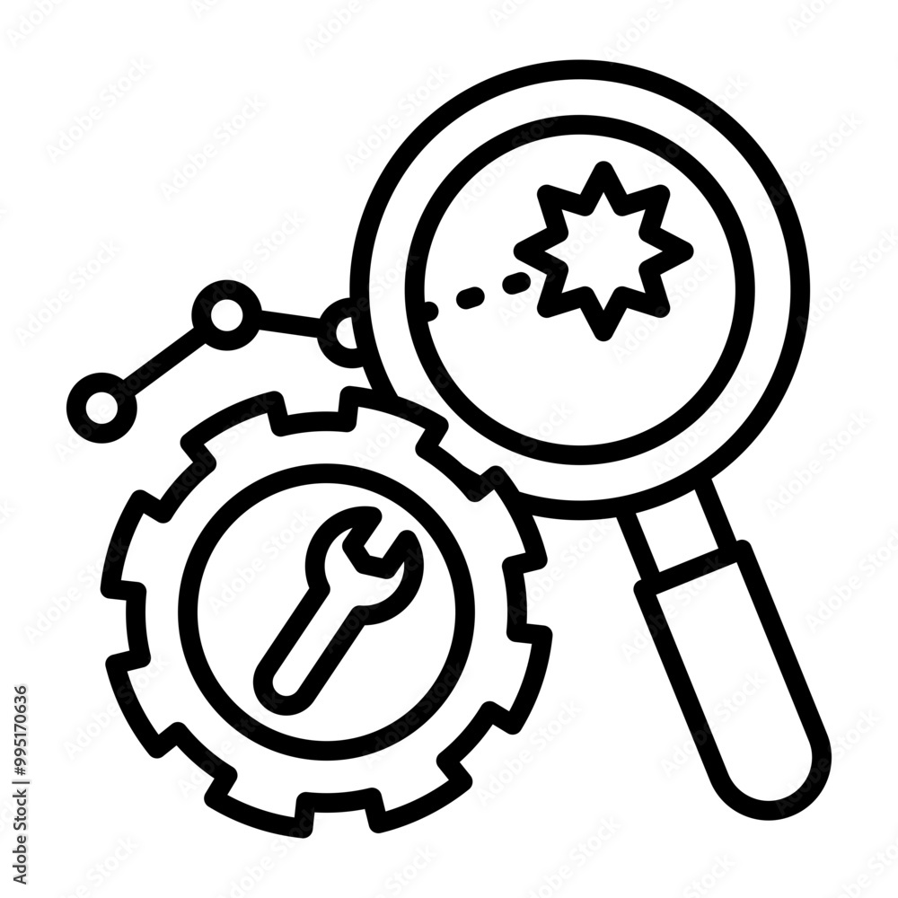 Icon showing predictive maintenance of equipment based on operating status. Icon showing predictive maintenance of equipment based on operating status.