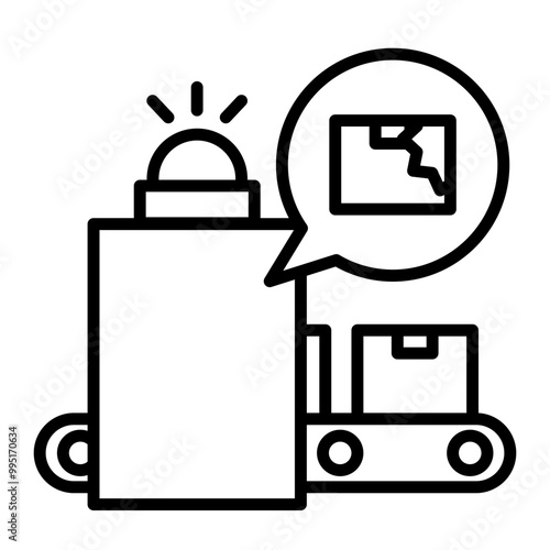 Icon detecting abnormalities such as defective products.