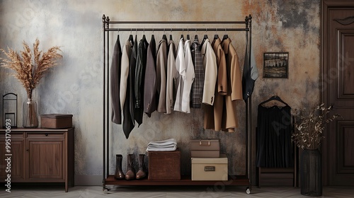 Clothes Rack in a Rustic Interior