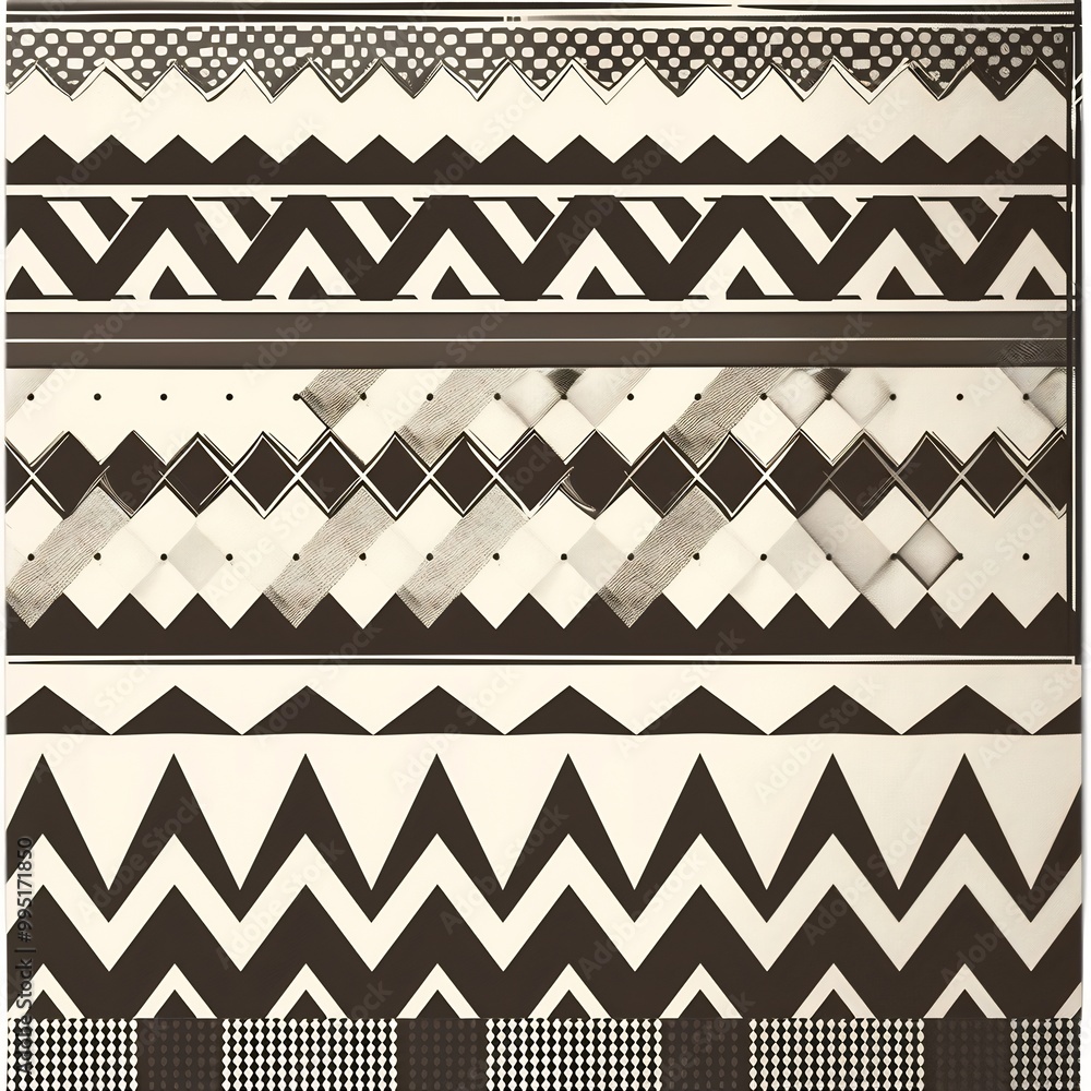 Seamless geometric pattern houndstooth and chevron designs rendered in black and white for a sleek minimalist background Seamless geometric pattern houndstooth and chevron designs rendered in black and white for a sleek minimalist background