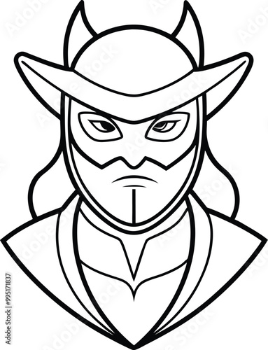 Line art Zorro mask icon. Trendy flat vector Zorro mask icon on white background from People collection.