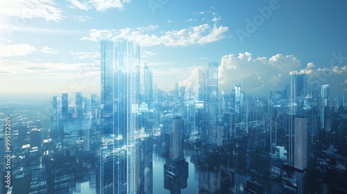 Wallpaper Mural A futuristic cityscape, where the buildings are made of glass and light Torontodigital.ca